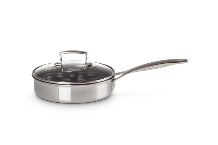 3-ply Stainless Steel Uncoated Saute Pan with Poaching Insert