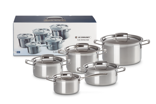 3-ply Stainless Steel 5-piece Cookware Set