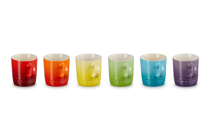 Stoneware Rainbow Set of 6 Espresso Mugs