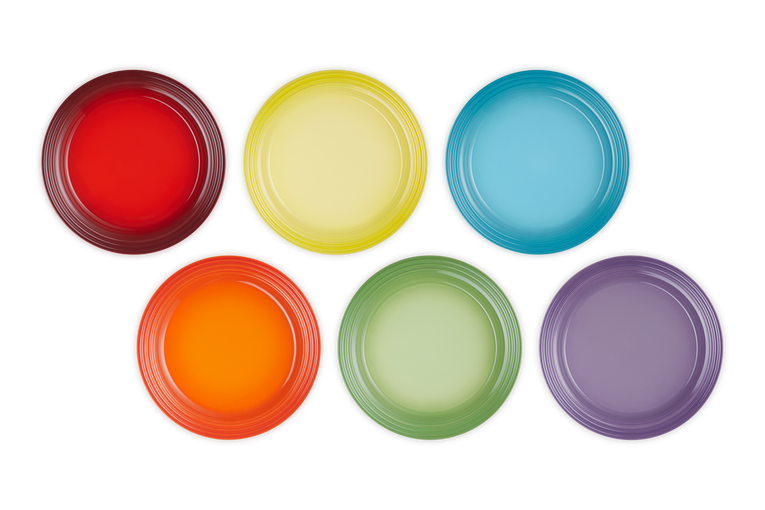 Stoneware Rainbow Set of 6 Dinner Plates