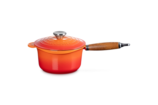 Cast Iron Saucepan with Wooden Handle