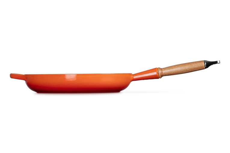 Cast Iron Frying Pan with Wooden Handle