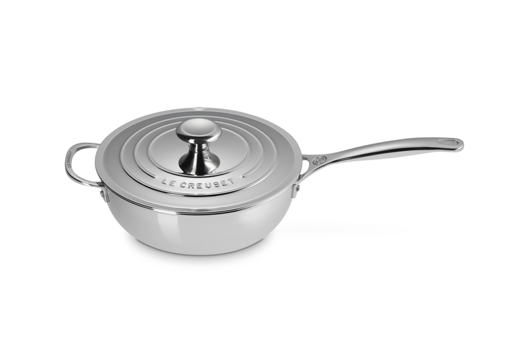 Signature Stainless Steel Non-Stick Chef's Pan with Lid and Helper Handle