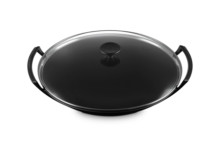 Cast Iron Wok with Glass Lid