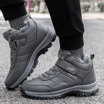 (Limited Time 49% Promotional Discount) Men's Winter Warm Orthopedic Hiking Snow Boots Waterproof Non-slip Wide Toe Arch Support Work Boots