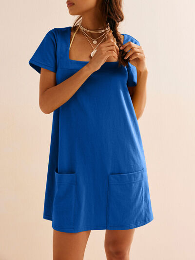 Lovelet Square Neck Short Sleeve Mini Tee Dress