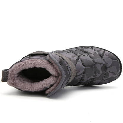 (Limited Time 70% Discount Event) Men's 2024 Winter New Warm Waterproof Non-Slip Puncture-Resistant Velcro Slip-On Snow Boots Ankle Support Orthopedic Wide Toe Arch Support Cotton Shoes