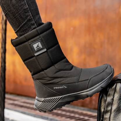 (Limited Time Sale 49%off)Unisex Snow Boots Thick Leather Platform Fur Lined Warm Mid-Calf Boots Waterproof Non-slip Winter Boots(2024Warmth upgrade)