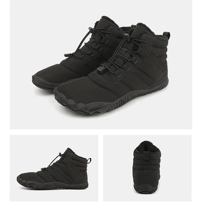 Men's Warm Fleece Barefoot Boots Wide Toe Orthopedic Support Snow Boots Waterproof Non-Slip Winter Boots