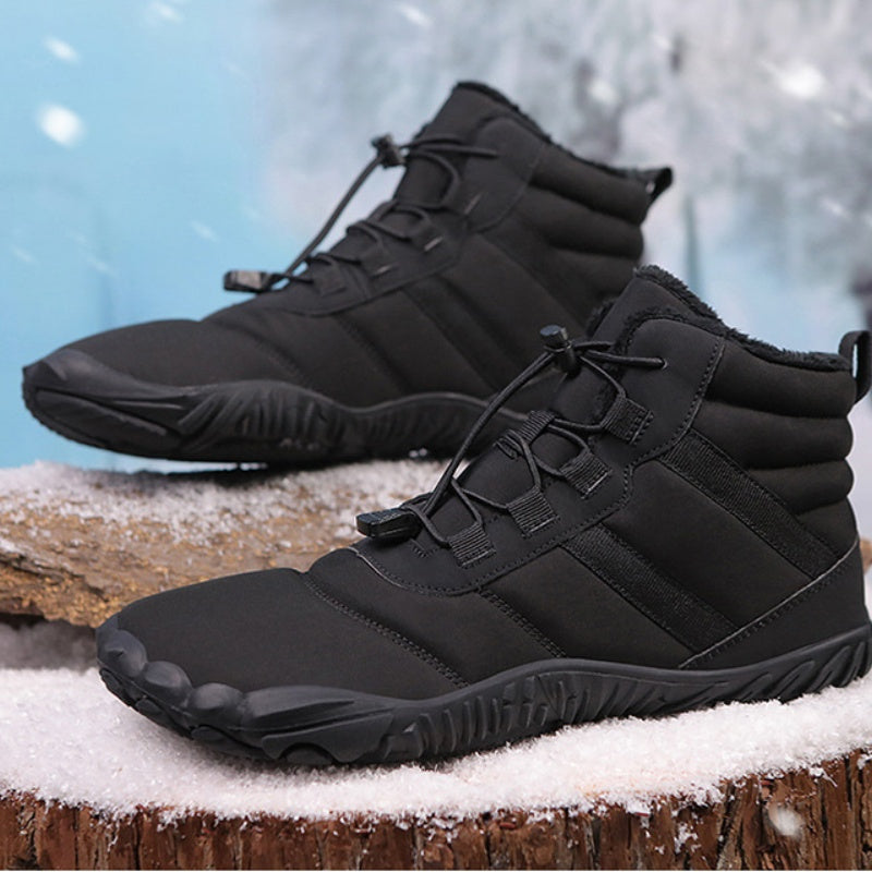 Men's Warm Fleece Barefoot Boots Wide Toe Orthopedic Support Snow Boots Waterproof Non-Slip Winter Boots