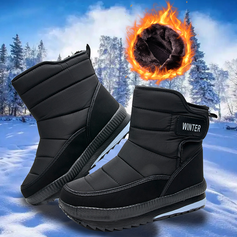 (Limited Time Sale 70%off)Men's Thick Warm Orthopedic Support Wide Toe Snow Boots Non-slip Waterproof Anti-skid Fur Lined Winter Boots