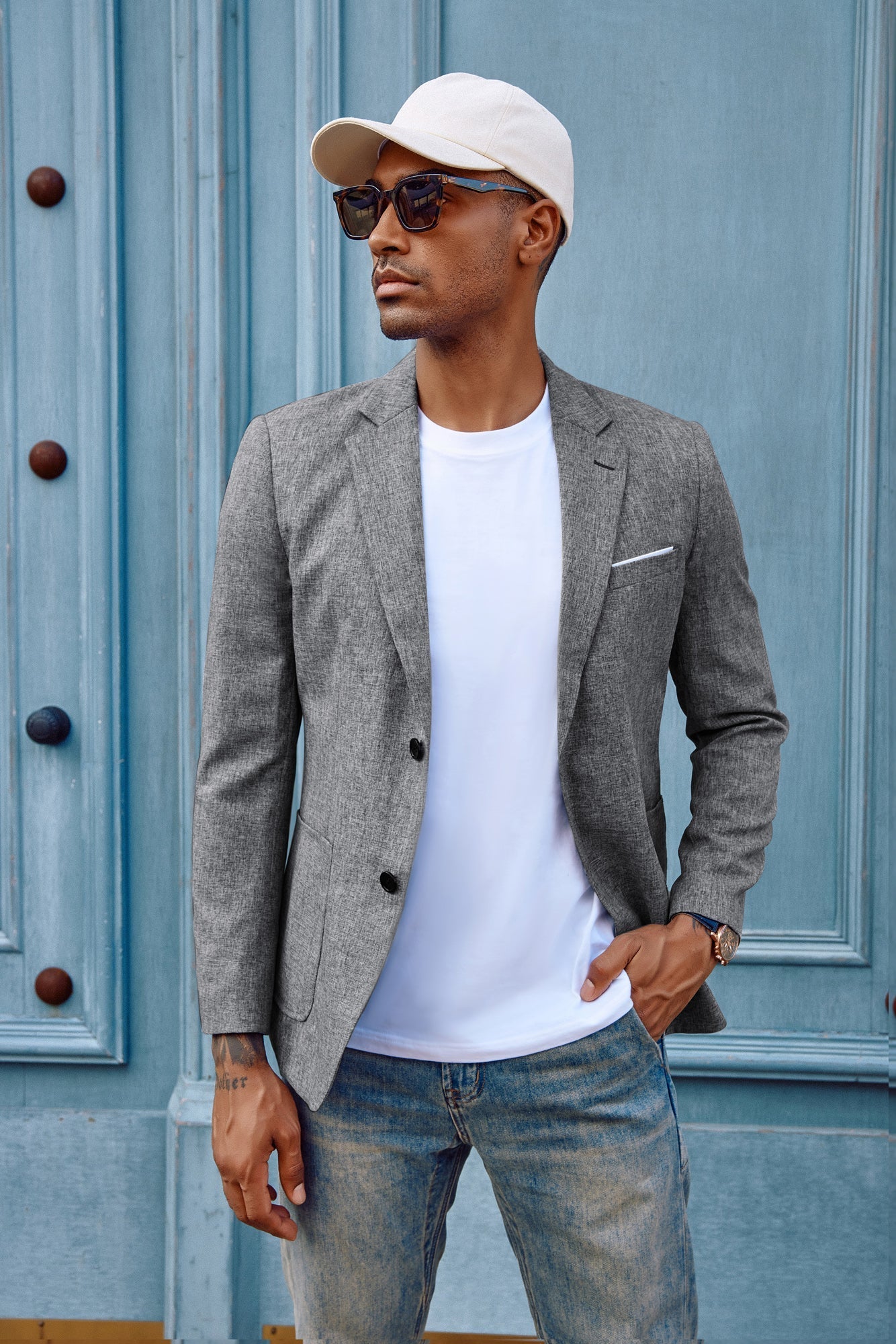 Men's Casual Sport Coat Blazer Two Buttons Lightweight Business Jackets