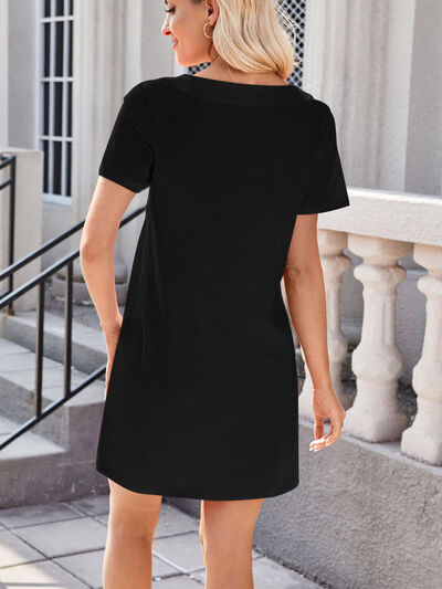 Lovelet Square Neck Short Sleeve Mini Tee Dress