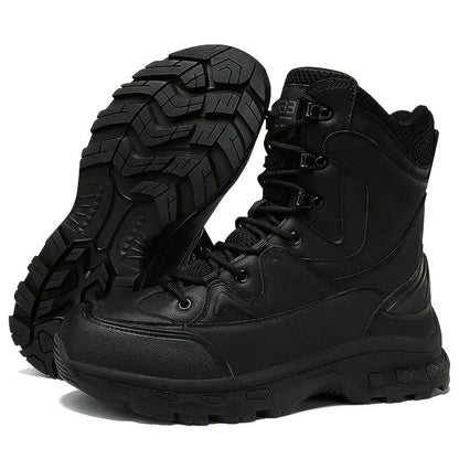 (Limited Time Discount 49% off)Men's Waterproof Ankle Support Tactical Boots Military Anti-Puncture Wide Toe Box Hiking Boots