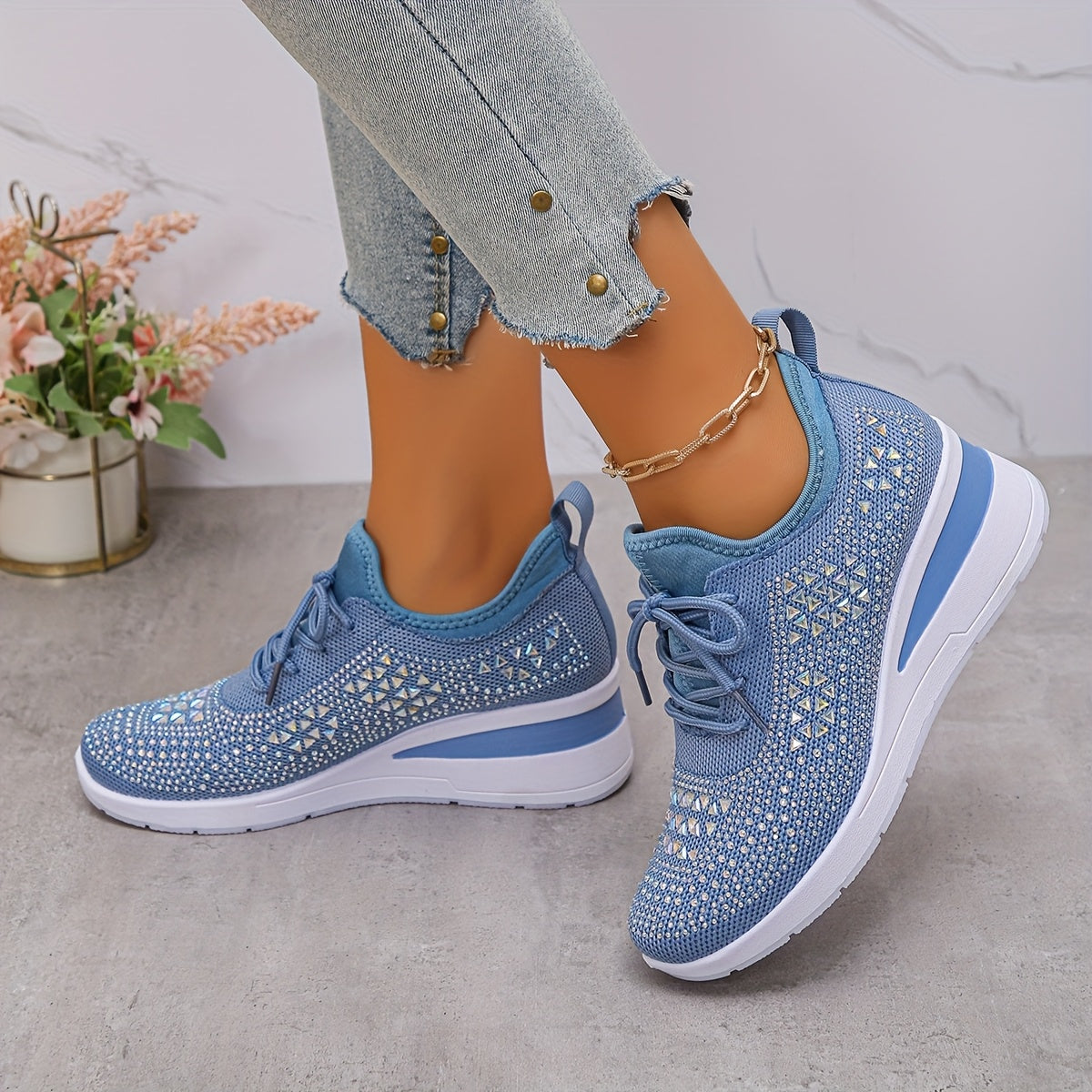 🔥Last Day Promotion 70% OFF - Women's Casual Fashion Breathable Rhinestone-Embellished Orthopaedic Sneakers