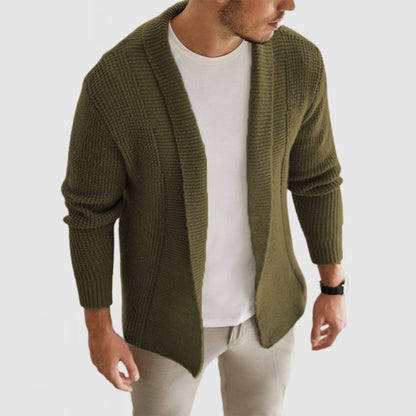 Men's Classic Casual Lapel Long Sleeve Cashmere Knit Cardigan