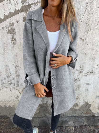 Casual Lapel Wool Single Breasted Long Coat
